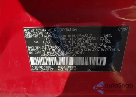 2007 Toyota Rav4 z USA, uszkodzony, nr VIN JTMBD33V675082917